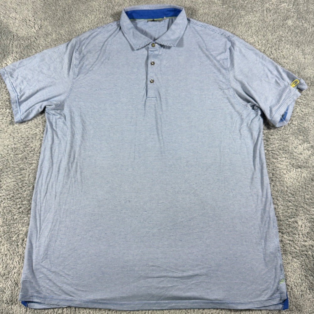 Tasc Performance Polo Shirt Mens XXL Blue Striped Bamboo Blend Short Sleeve Golf